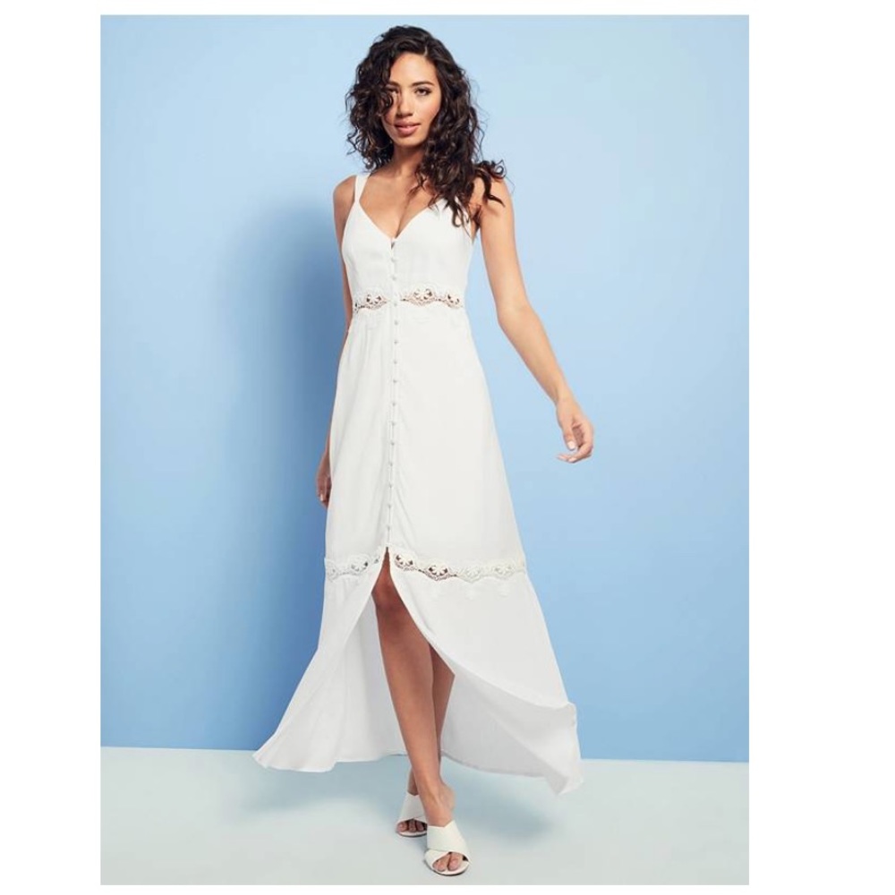 NWOT GUESS Waverly Crochet-Trim Maxi Dress